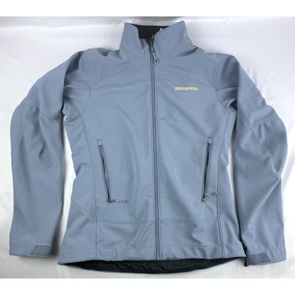 PATAGONIA Polartec Windbloc Women's Jacket Light Blue Yellow Softshell Size S - Picture 1 of 9